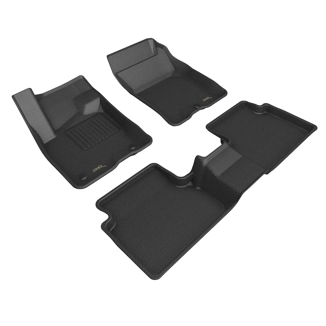 L1FR14601509 – 3D MATS/U-AC Floor Liner, Black Custom Fit Raised Ridge Thermoplastic Rubber Of Carbon Fiber Texture 3...